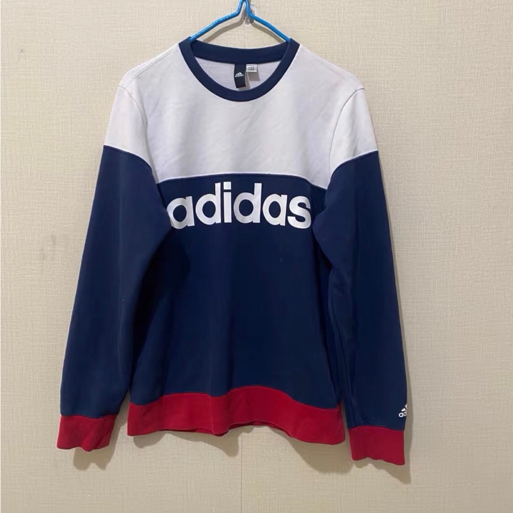 Adidas Navy and White Crew Neck Tee